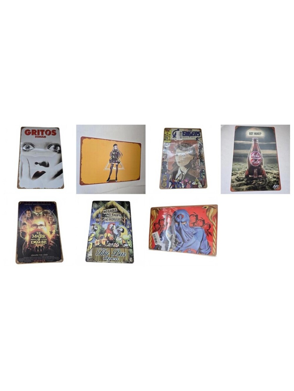 8x12 Metal Tin Signs Lot of 7: GI Joe & Girls' Frontline HK416 Scream Tiki Nuka